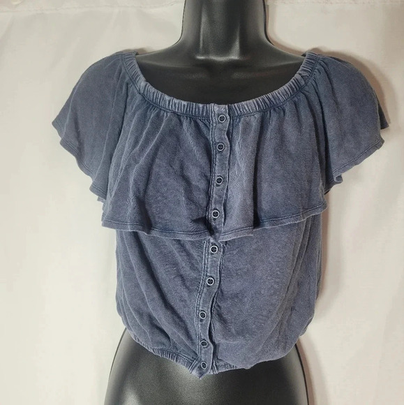 We The Free Charcoal Off Shoulder Crop Top sz XS - Picture 1 of 10